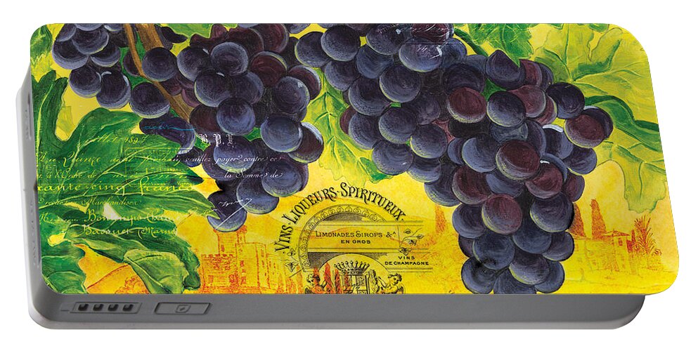 Grapes Portable Battery Charger featuring the painting Vigne De Raisins by Debbie DeWitt