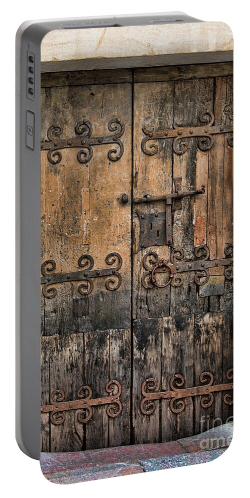 France Portable Battery Charger featuring the photograph Village Chateau French Old Ancient Door Color by Chuck Kuhn