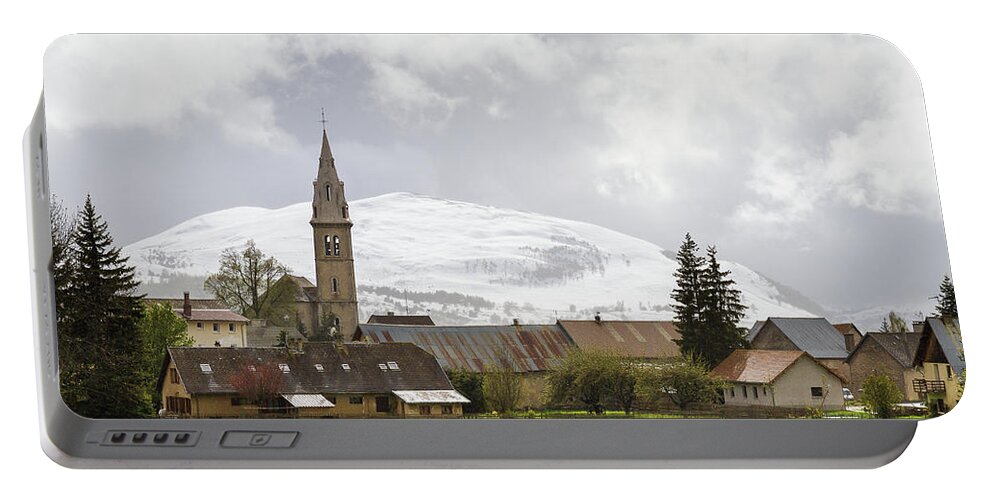 Village Portable Battery Charger featuring the photograph Village of Ancelle at spring by Paul MAURICE