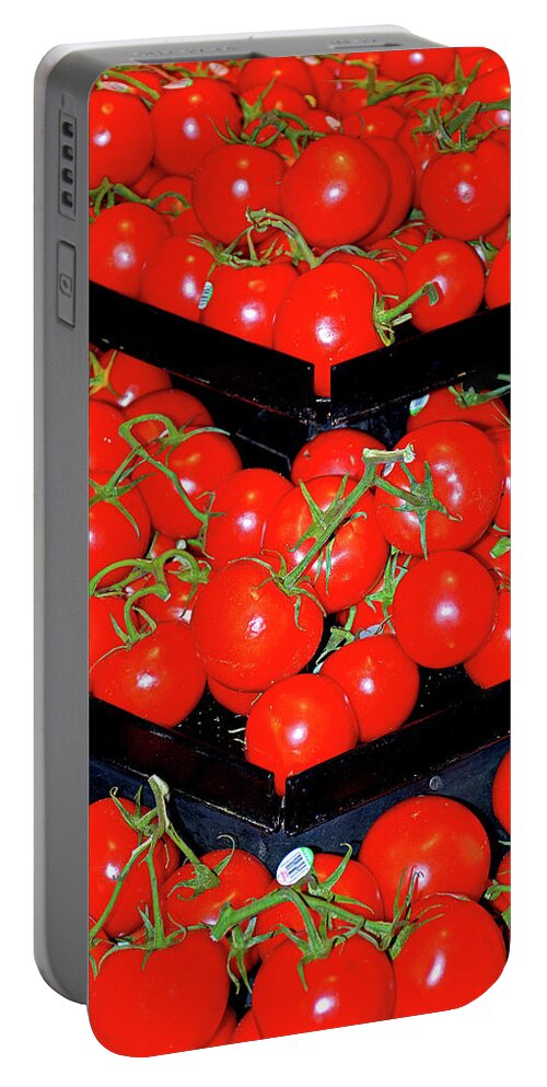 Vine Ripened Portable Battery Charger featuring the photograph Vine Ripened Tomatoes by Robert Meyers-Lussier