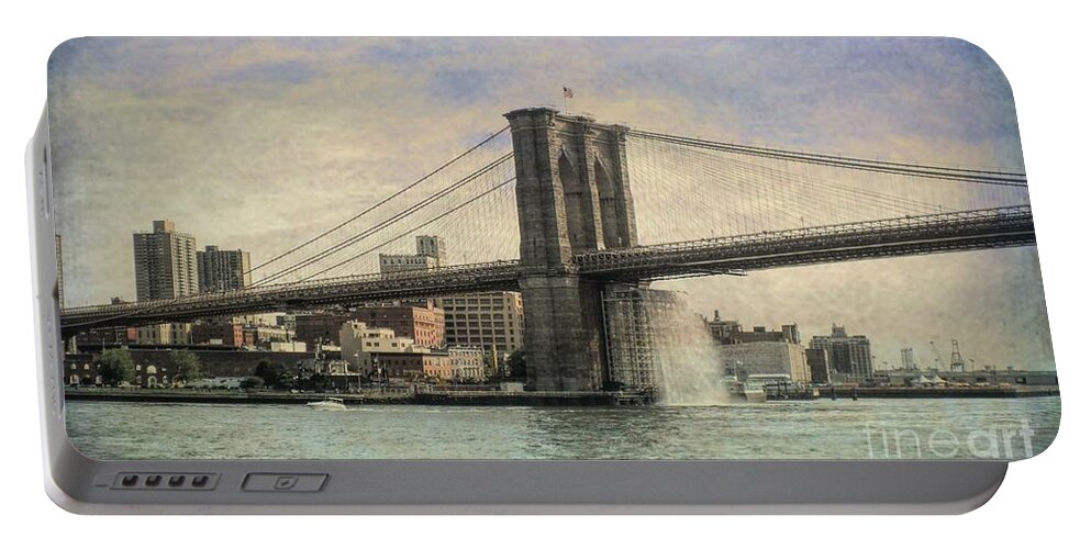 Pamela Briggs Luther Portable Battery Charger featuring the photograph Vintage Brooklyn Bridge by Luther Fine Art