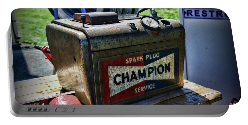 Paul Ward Portable Battery Charger featuring the photograph Vintage Champion Spark Plug Cleaner by Paul Ward