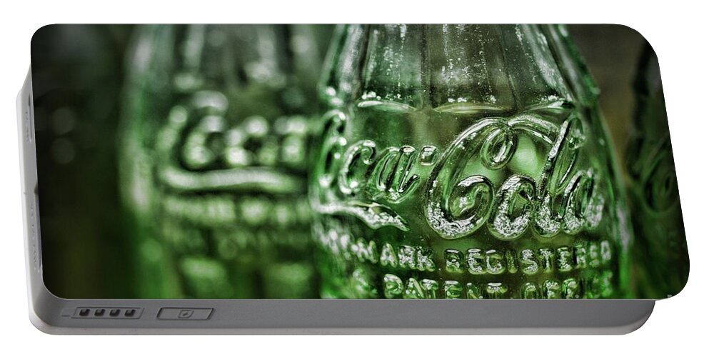 Coke Portable Battery Charger featuring the photograph Vintage Coke Bottle Close Up by Paul Ward
