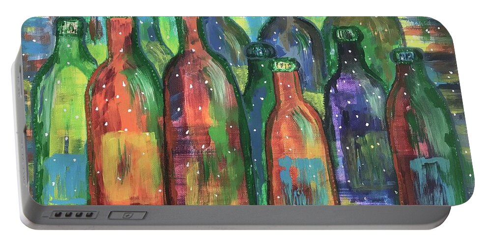 Wine Portable Battery Charger featuring the painting Vintage Estate Wine by Kathy Marrs Chandler