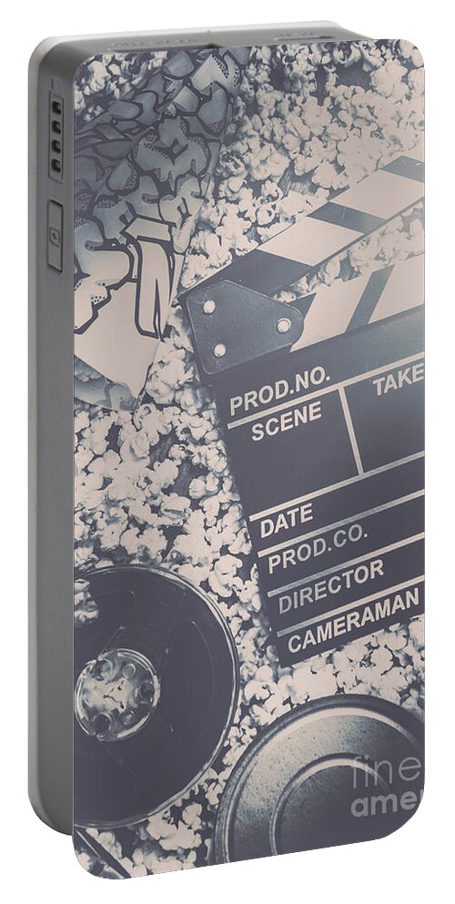 Hollywood Portable Battery Charger featuring the photograph Vintage film production by Jorgo Photography