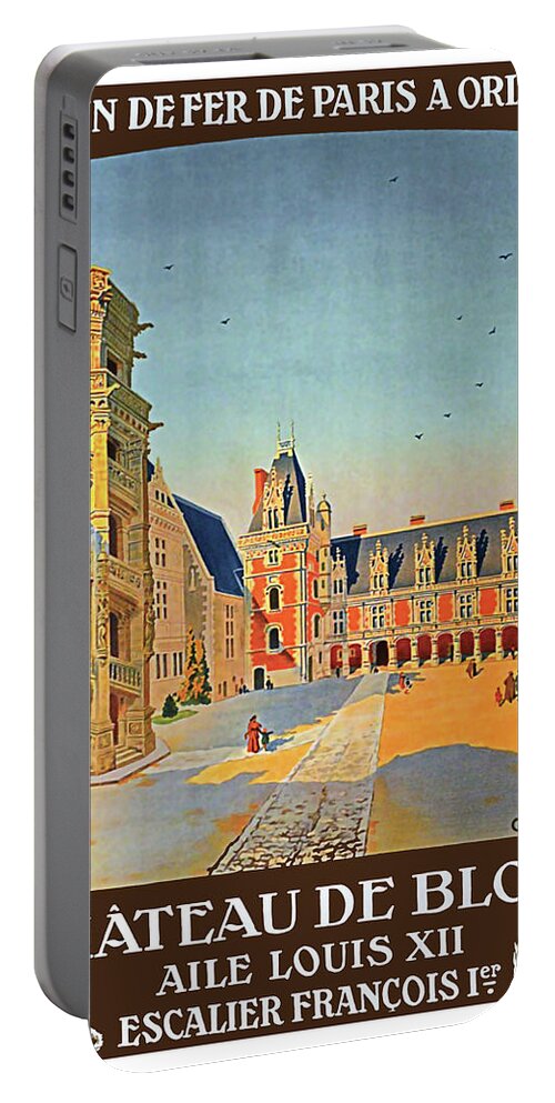 Vintage French Poster Portable Battery Charger featuring the painting Vintage french poster, Chateau de Blois by Long Shot