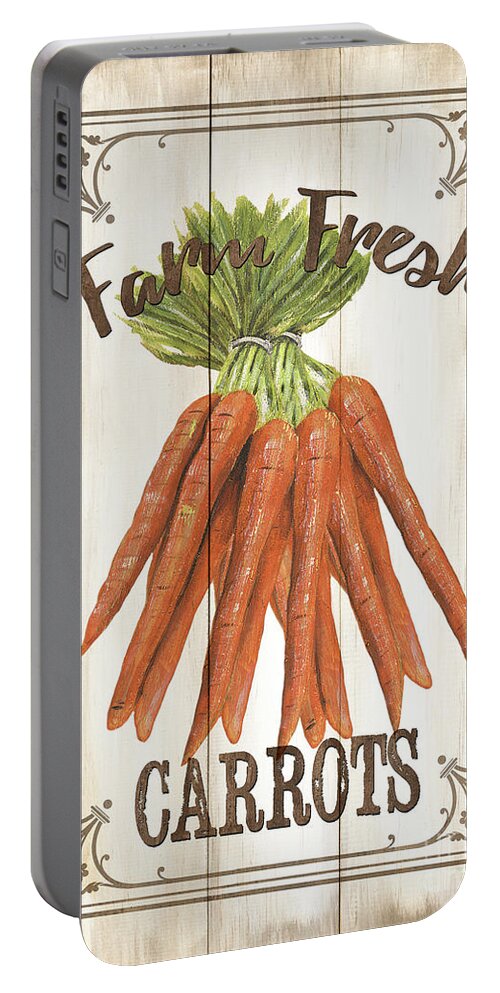 Carrots Portable Battery Charger featuring the painting Vintage Fresh Vegetables 3 by Debbie DeWitt