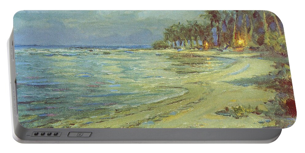 1930 Portable Battery Charger featuring the painting Vintage Hawaiian Art by Hawaiian Legacy Archive - Printscapes