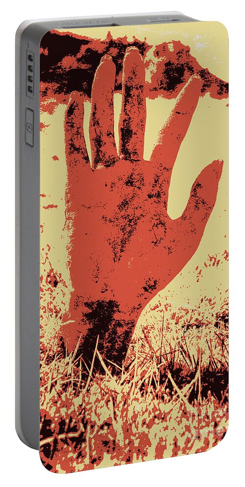 Dark Portable Battery Charger featuring the photograph Vintage horror poster art by Jorgo Photography