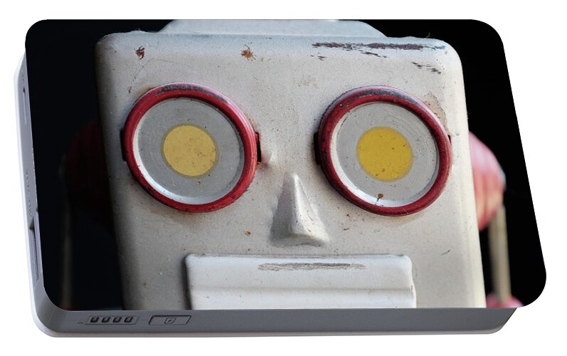 Robot Portable Battery Charger featuring the photograph Vintage Robot Square by Edward Fielding