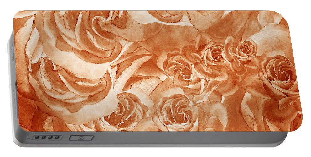 Rose Portable Battery Charger featuring the painting Vintage Rose Petals Abstract by Irina Sztukowski