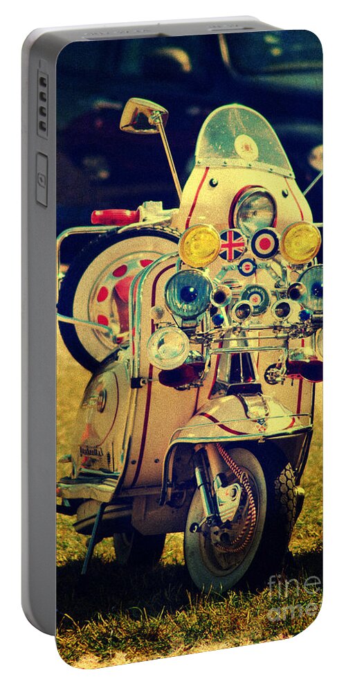 Yhun Suarez Portable Battery Charger featuring the photograph Vintage Scooter by Yhun Suarez