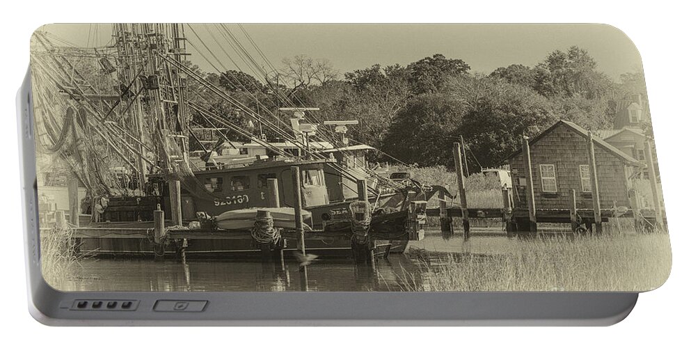 Shem Creek Portable Battery Charger featuring the photograph Vintage Shem Creek by Dale Powell
