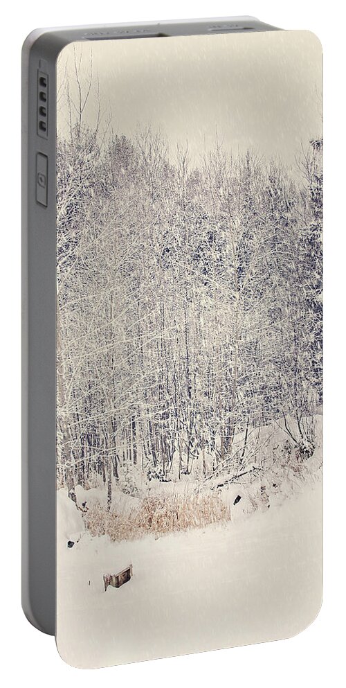 Vintage Snow Print Portable Battery Charger featuring the photograph Vintage Snow Print by Gwen Gibson