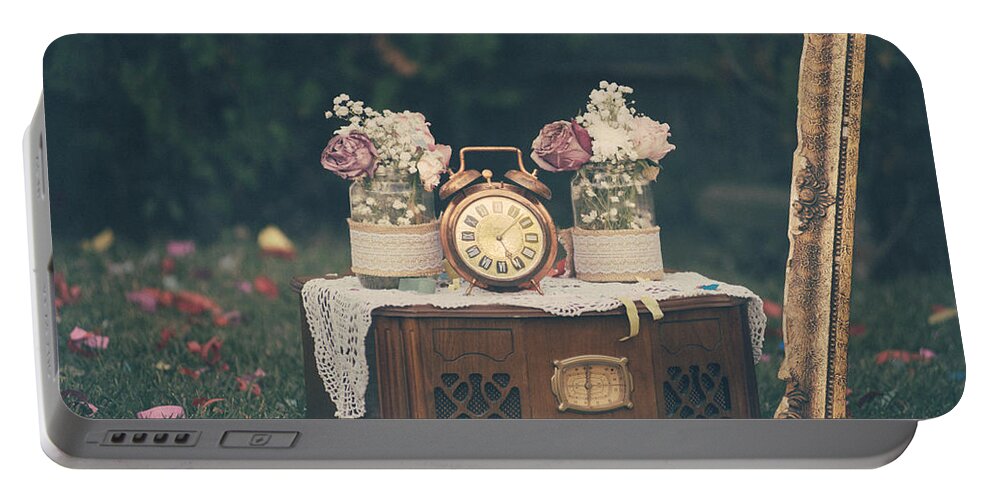 Wedding Portable Battery Charger featuring the photograph Vintage wedding decoration still life by Jelena Jovanovic