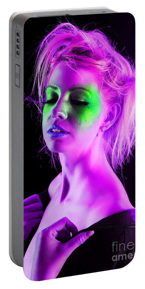 Fetish Photographs Portable Battery Charger featuring the photograph Violet Cinema by Robert WK Clark