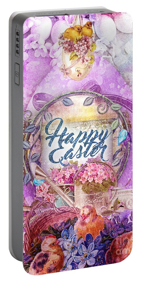 Violet Easter Portable Battery Charger featuring the painting Violet Easter by Mo T