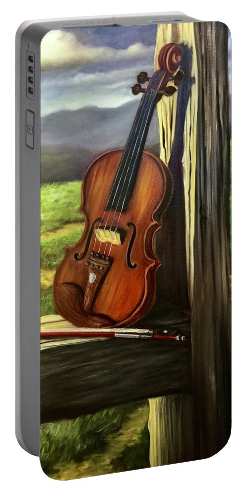 Violin Portable Battery Charger featuring the painting Violin by Rand Burns