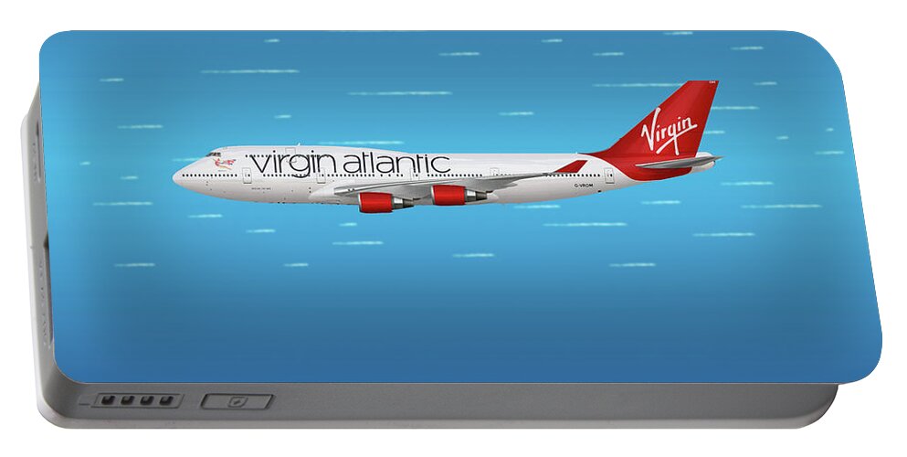 Boeing 747 Portable Battery Charger featuring the digital art Virgin Atlantic Boeing 747-400 by Airpower Art