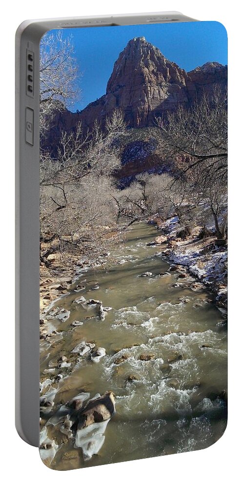 Bridge Portable Battery Charger featuring the photograph Virgin River to Bridge Mountain by Liza Eckardt