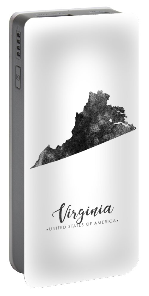 Virginia Portable Battery Charger featuring the mixed media Virginia State Map Art - Grunge Silhouette by Studio Grafiikka