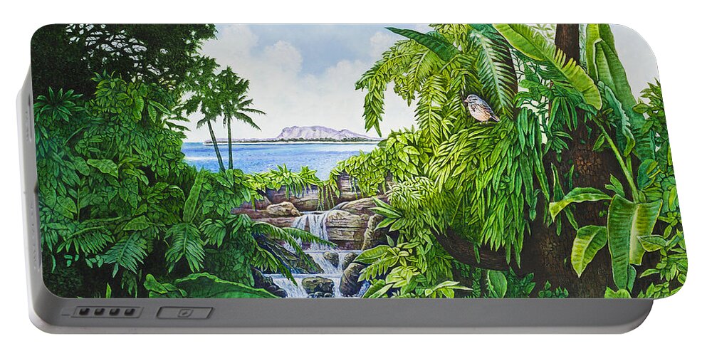 Paradise Portable Battery Charger featuring the painting Visions of Paradise IX by Michael Frank