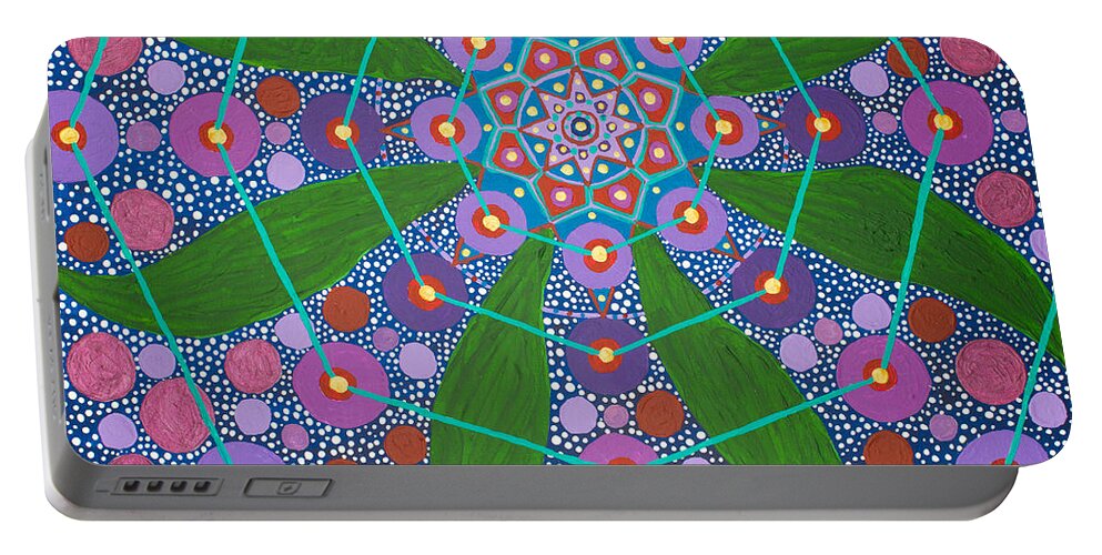 Geometry Portable Battery Charger featuring the painting Visions of the Amethyst Beyond by Howard Charing