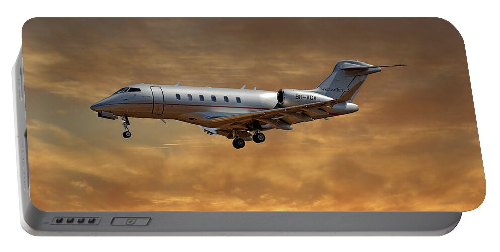 Vista Jet Portable Battery Charger featuring the photograph Vista Jet Bombardier Challenger 300 2 by Smart Aviation
