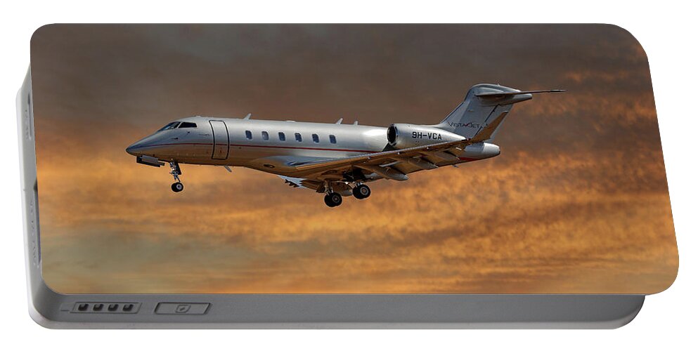 Vista Jet Portable Battery Charger featuring the photograph Vista Jet Bombardier Challenger 300 3 by Smart Aviation