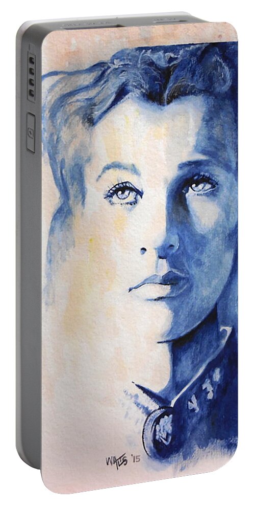Scarlett Portable Battery Charger featuring the painting Vivian Leigh / Scarlett by William Walts