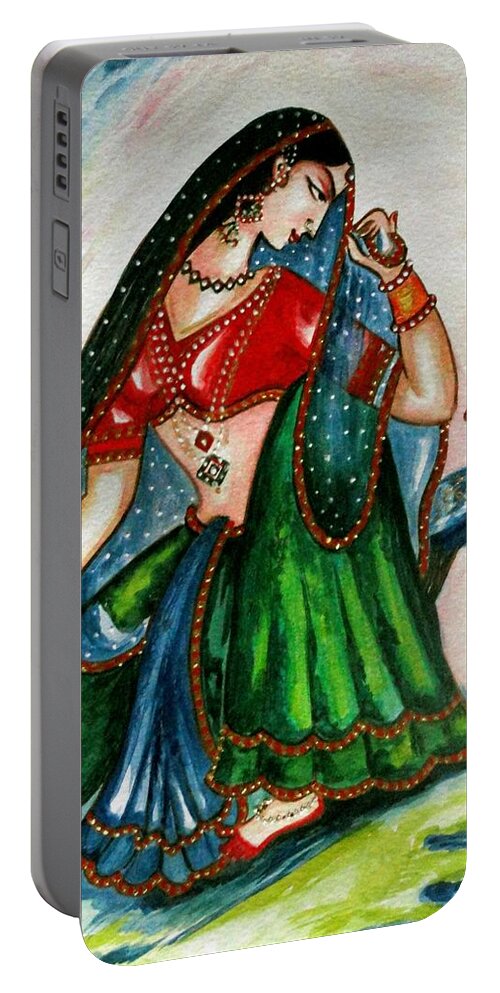Radha Portable Battery Charger featuring the painting Viyog by Harsh Malik