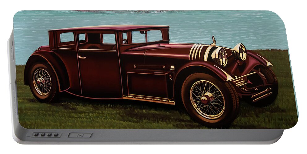 Voisin C20 Portable Battery Charger featuring the painting Voisin C20 Mylord Demi-Berline 1931 Painting by Paul Meijering
