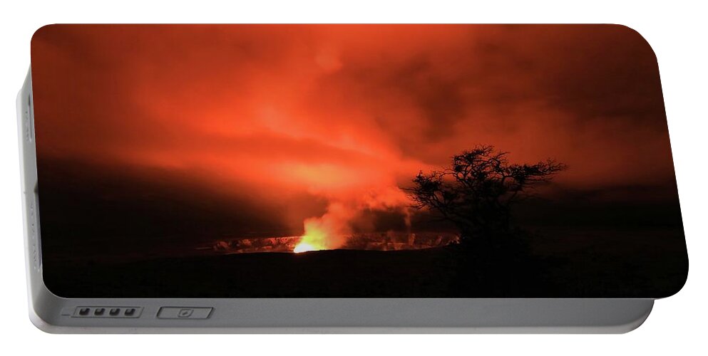 Photosbymch Portable Battery Charger featuring the photograph Volcano under the mist by M C Hood