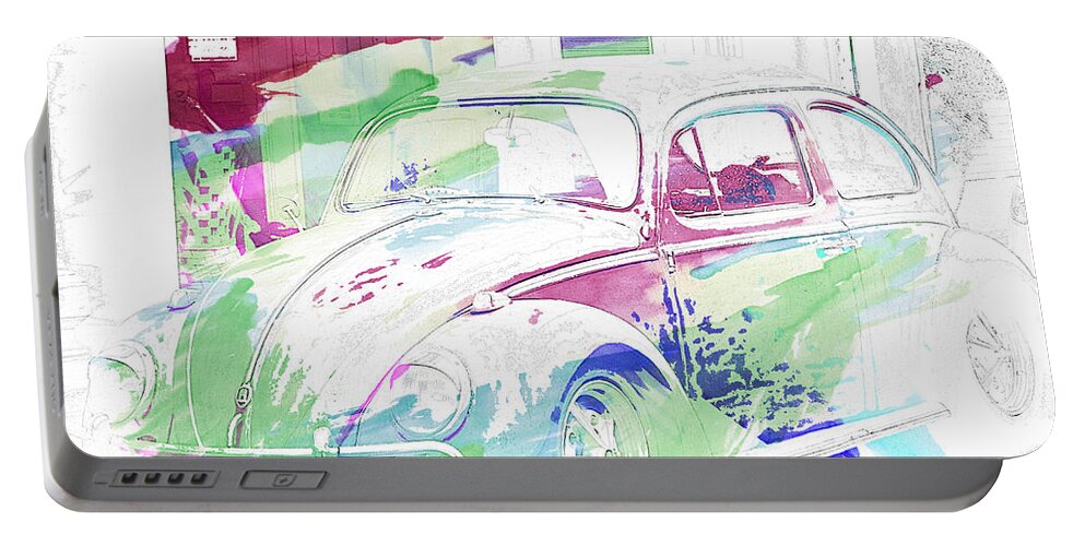 Volkswagen Beetle Portable Battery Charger featuring the digital art Volkswagen Beetle Abstract by Georgia Clare