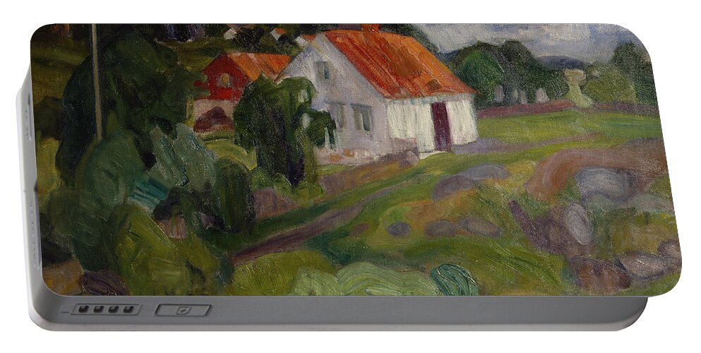 Brynjulf Larsson Portable Battery Charger featuring the painting Vrengen Noetteroey by O Vaering
