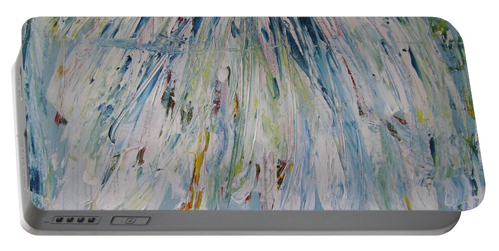 Abstract Painting Portable Battery Charger featuring the painting W24 - foru II by KUNST MIT HERZ Art with heart