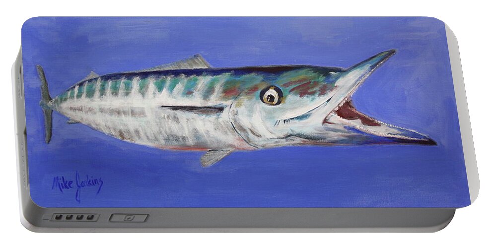 Wahoo Portable Battery Charger featuring the painting Wahoo by Mike Jenkins