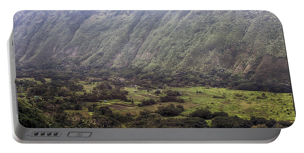 Waipio Valley Portable Battery Charger featuring the photograph Waipio Valley Farms by Susan Rissi Tregoning