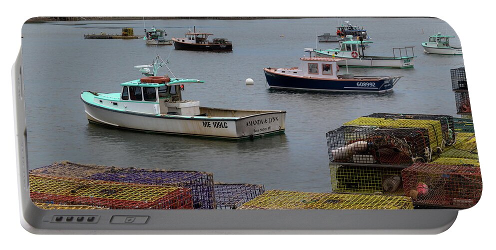 Lobster Traps Portable Battery Charger featuring the photograph Waiting for Sunrise by Holly Ross