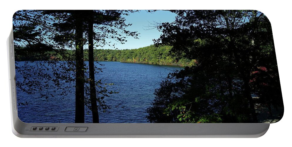 Walden Portable Battery Charger featuring the photograph Walden Pond End Of Summer by Lawrence Christopher