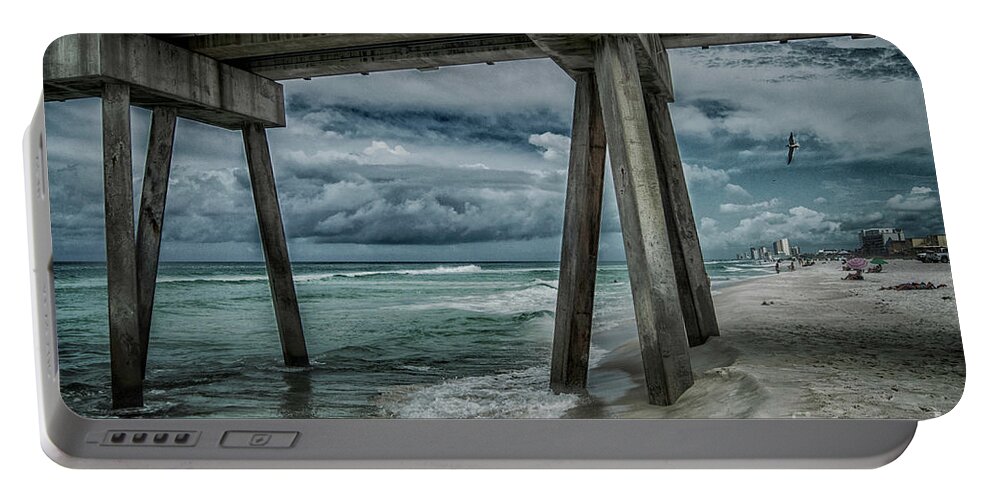 Beach Portable Battery Charger featuring the photograph Walk Along the Seashore by Judy Hall-Folde