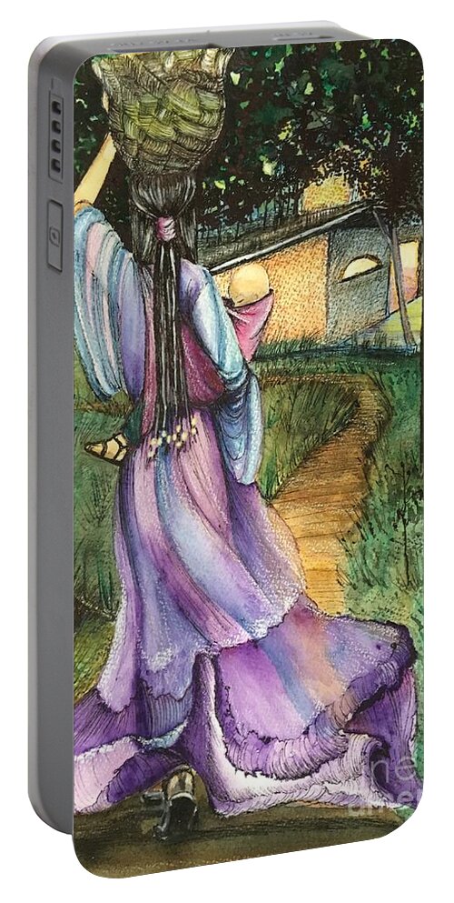  Mother Portable Battery Charger featuring the mixed media Walk with my Baby by Mastiff Studios