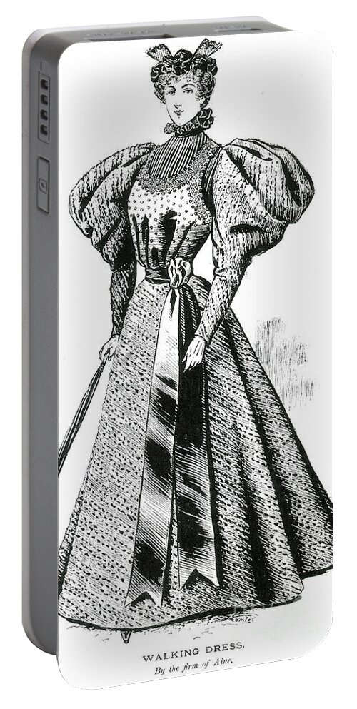 Fashion Portable Battery Charger featuring the photograph Walking Dress, 1890s by Science Source