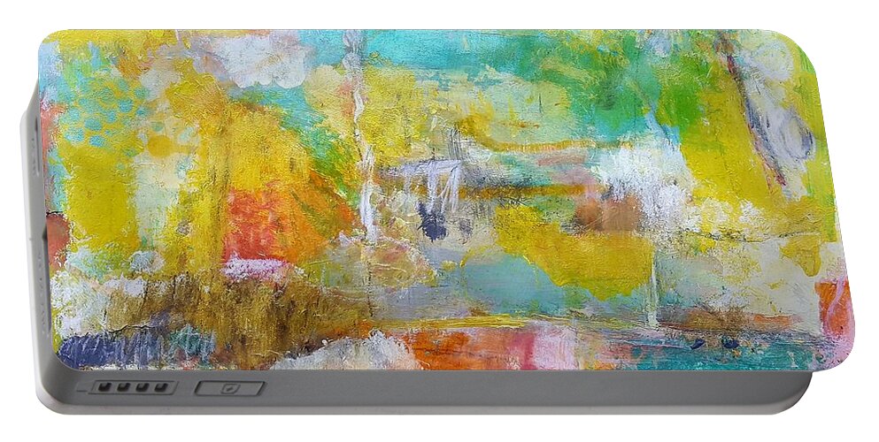 Abstract Portable Battery Charger featuring the painting Walking Home by Patricia Byron