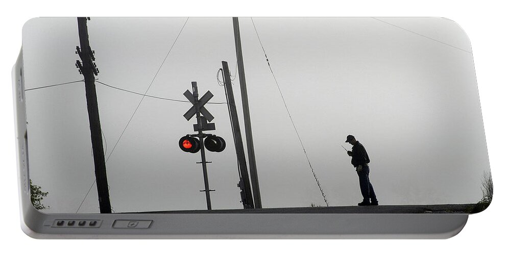 Railway Portable Battery Charger featuring the photograph Walking The Line by DArcy Evans