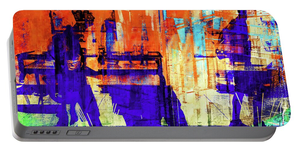 People Portable Battery Charger featuring the digital art Walking through the city by Gabi Hampe