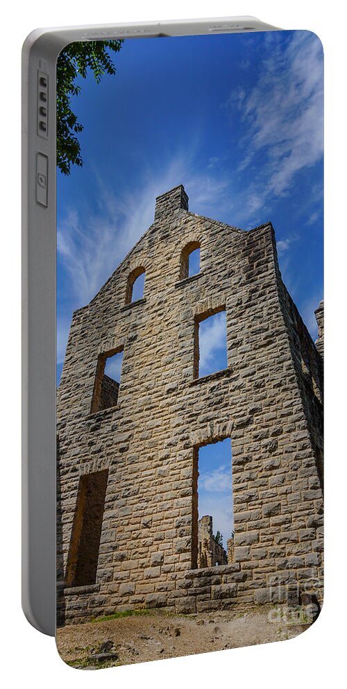 Ozarks Portable Battery Charger featuring the photograph Wall of Ha Ha Tonka Castle by Jennifer White