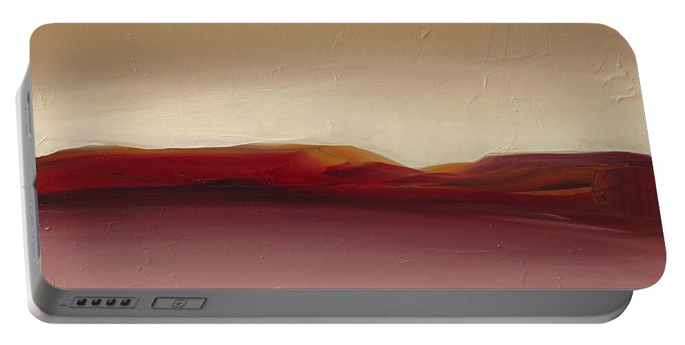 Landscape Portable Battery Charger featuring the painting Warm Mountains by Michelle Abrams