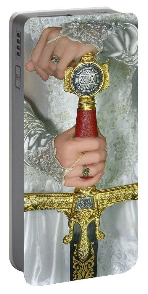 Warrior Bride Art Portable Battery Charger featuring the digital art Warrior Bride cropped by Constance Woods