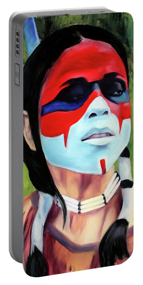 Indian Woman Portable Battery Charger featuring the painting Warrior Spirit by Sandi Snead
